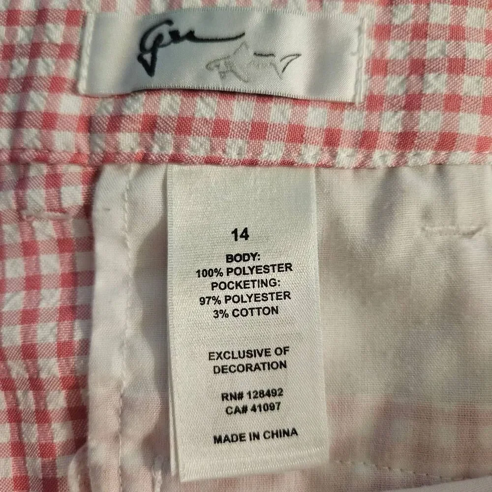 Pink gingham Bermuda shorts. Size 14. #843